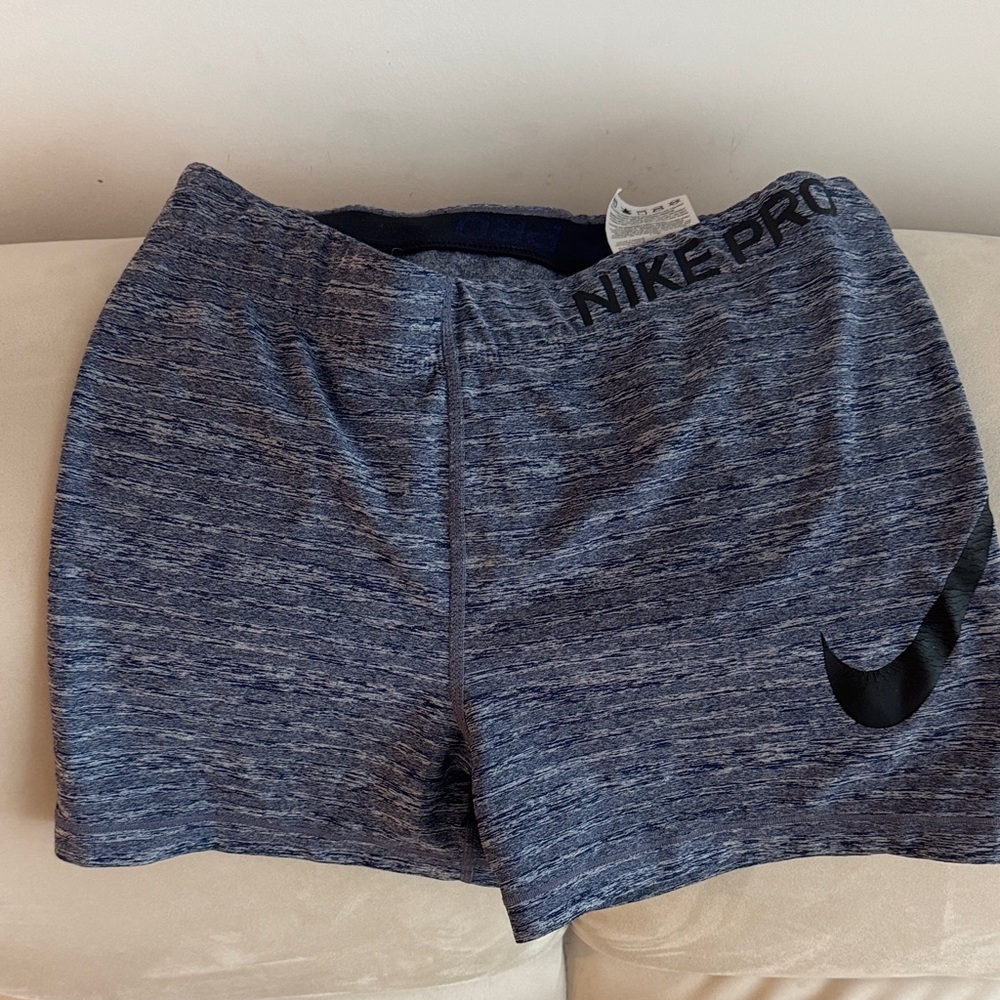 Women's Nike Pro Heathered Blue Shorts